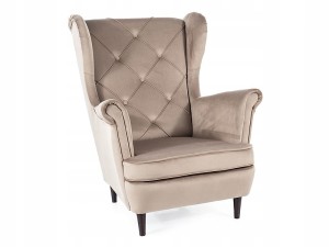 FOTEL LADY VELVET CIEMNY BEŻ BLUVEL 40 / WENGE