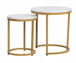 ŁAWA HOLA biały EFEKT MARMURU/złoty (ZESTAW)