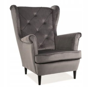 FOTEL LADY VELVET SZARY BLUVEL 14 / WENGE