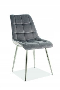 KRZESŁO CHIC CHROM STELAŻ Velvet SZARY