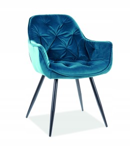 KRZESŁO Cherry Velvet czarny stelaż / turkus