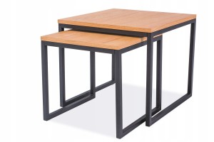 Stolik Largo Duo dąb czarny zestaw 50x50x45 40x40