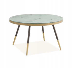 Stolik Vega B biały marmur czarny złoty 80x45